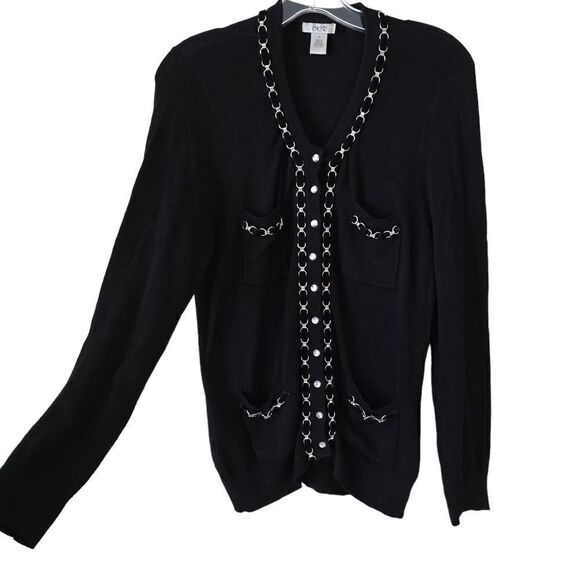 CACHE Vintage Women's Black Cardigan Embellished Size Small Y2K - Picture 2 of 10